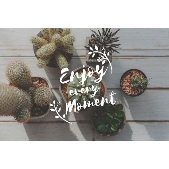 Samolepiaca fototapeta so štýlovým nápisom Enjoy every moment
