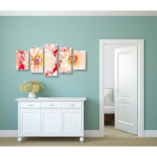 5-dielny obraz jemné rozkvitnuté dálie