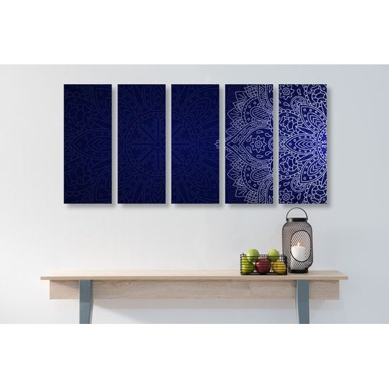 5-dielny obraz nádherná mandala na tmavomodrom pozadí