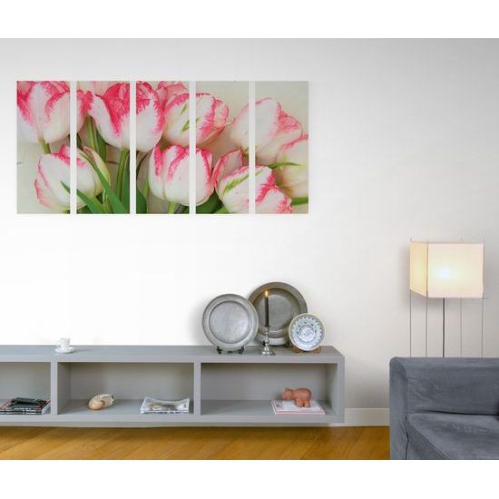 5-dielny obraz romantické tulipány