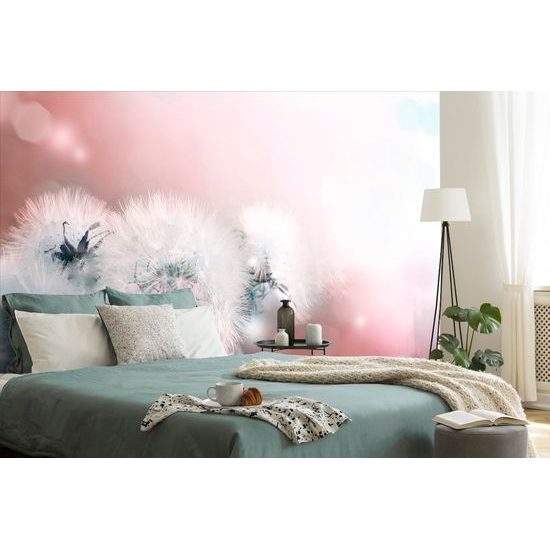 Okúzľujúca samolepiaca tapeta pohár s púpavami