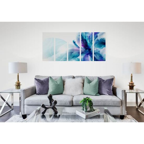 5-dielny obraz kvet v odtienoch modrej