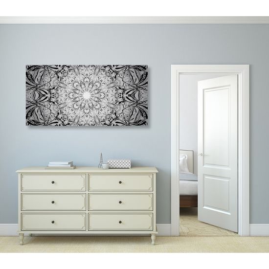Obraz nádherná Mandala v čiernobielom prevedení