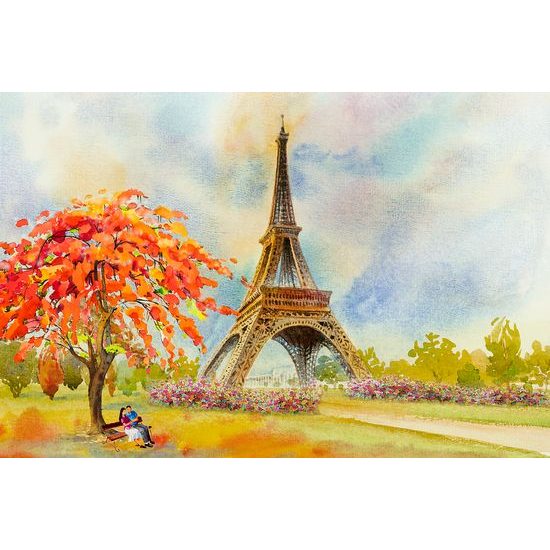Tapeta pastelová maľba Eiffelovej veže
