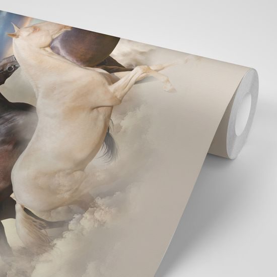 Očarujúca samolepiaca tapeta stádo cválajúcich koní