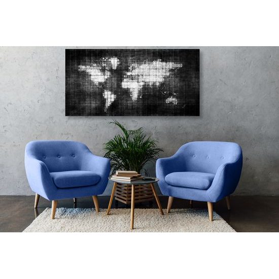 Obraz futuristická mapa sveta v čiernobielom prevedení