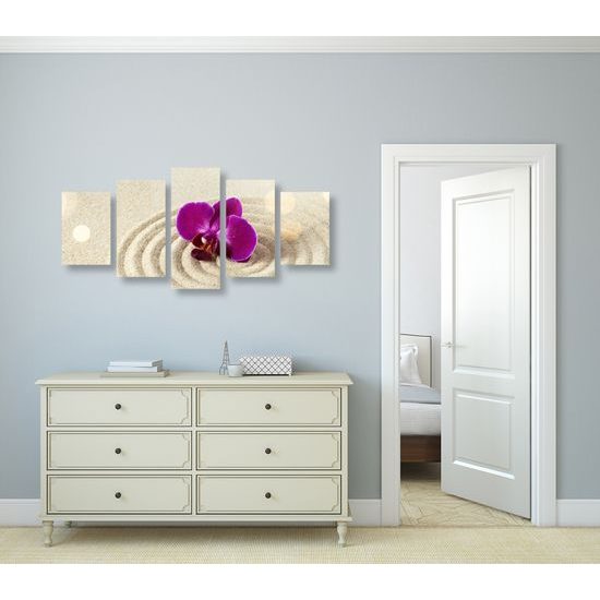 5-dielny obraz orchidea v piesku