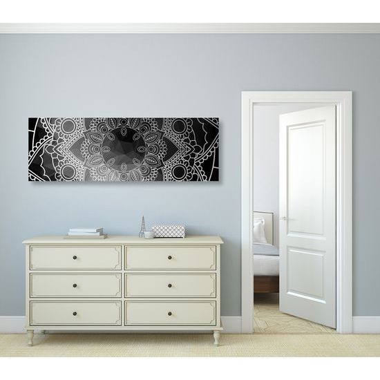 Obraz Mandala v čiernobielom prevedení