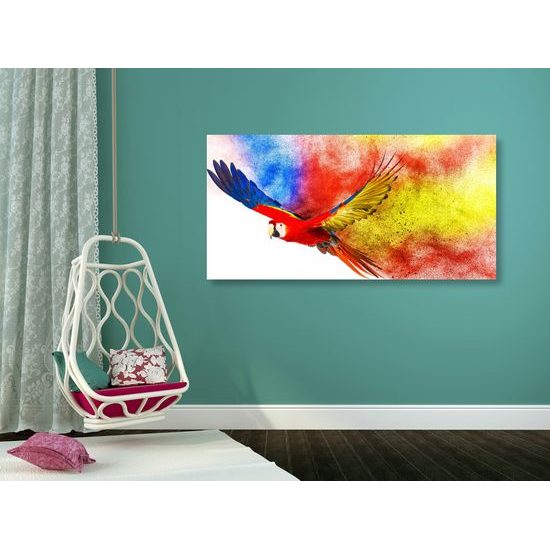 Obraz pestrofarebný letiaci papagáj