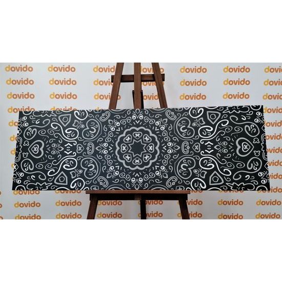 Obraz čiernobiela Mandala plná lásky