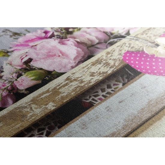 Obraz kvety karafiátu a ružové srdiečko