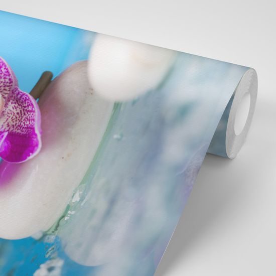 Fototapeta kompozícia zen kameňov s orchideou