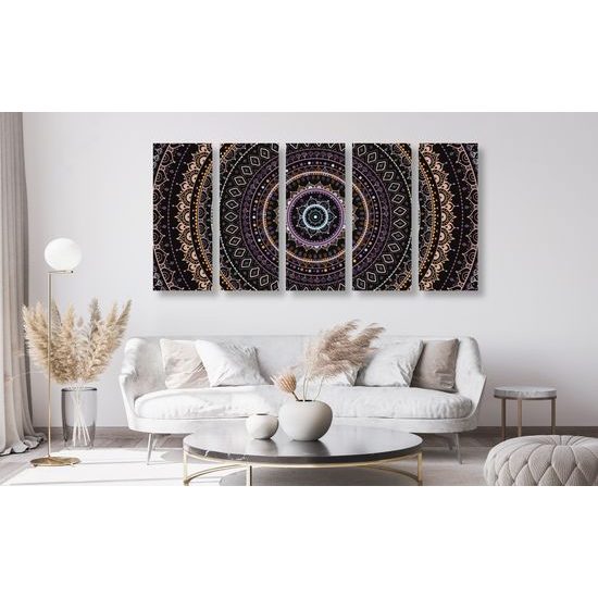 5-dielny obraz zaujímavá Mandala vo fialových farbách