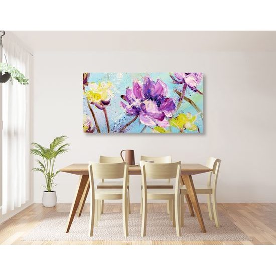 Obraz jarné fialové a žlté kvety