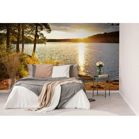 Samolepiaca fototapeta čaro zapadajúceho slnka pri jazere