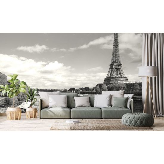 Fototapeta čiernobiely pohľad na dominantu Paríža