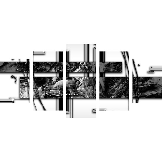 5-dielny obraz zlatý luxus v čiernobielom prevedení
