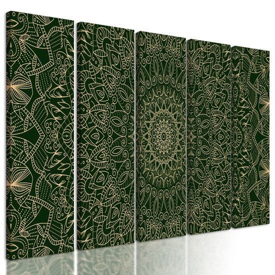 5-dielny obraz zelená detailná Mandala