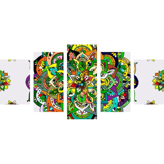 5-dielny obraz zelená vintage Mandala