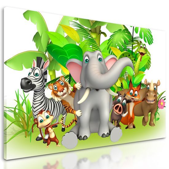 Obraz hravé zvieratká v džungli