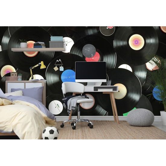 Samolepiaca fototapeta zbierka retro platní