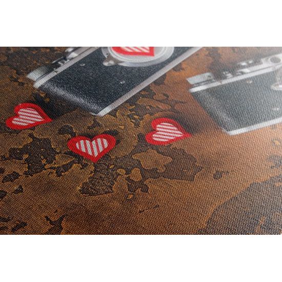 Obraz dva historické fotoaparáty so srdiečkami