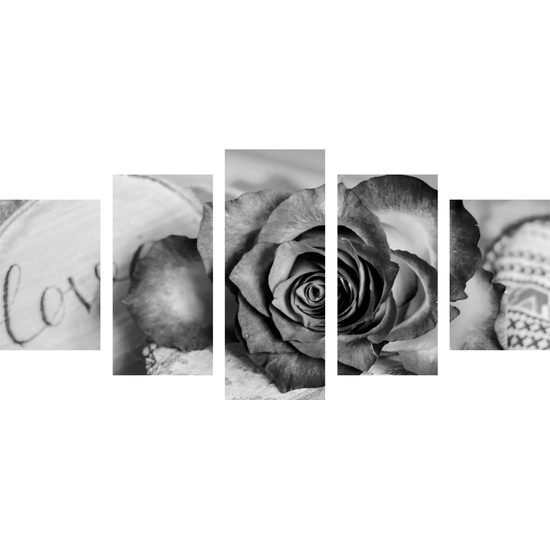 5-dielny obraz vyznanie lásky v čiernobielom prevedení