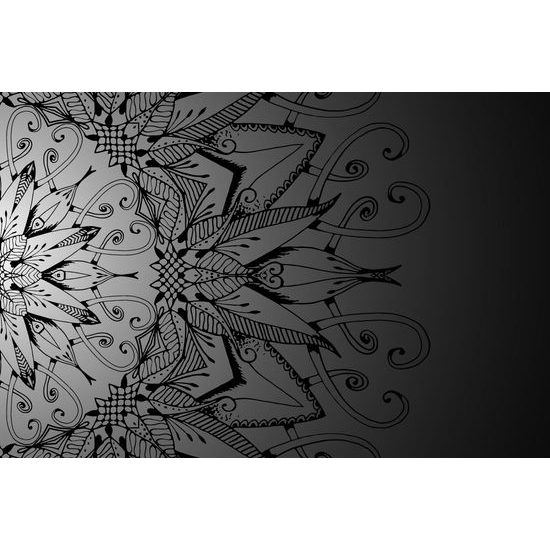 Obraz zaujímavá Mandala v čiernobielych farbách