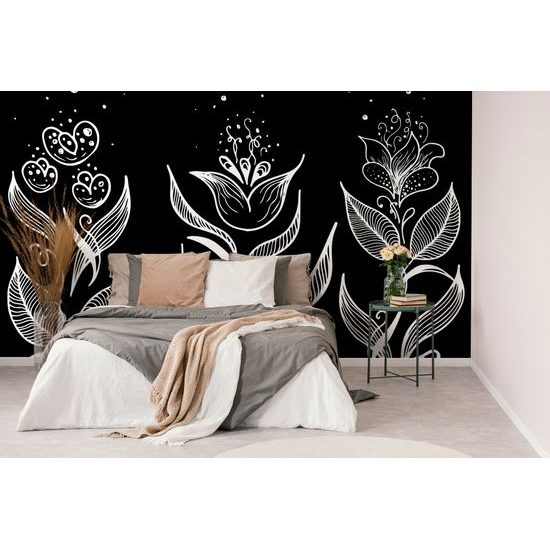 Tapeta čiernobiele folklórne ornamenty