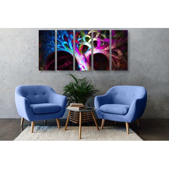 5-dielny obraz farebný strom