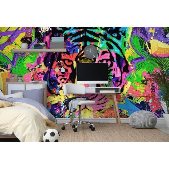 Zaujímavá tapeta pestrofarebná hlava tigra