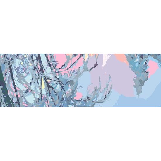 Obraz zasnežené vrcholce stromov