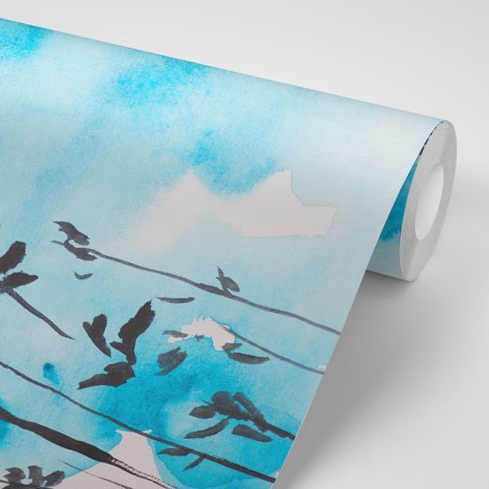 Samolepiaca tapeta azúrová obloha v akvarelovom prevedení