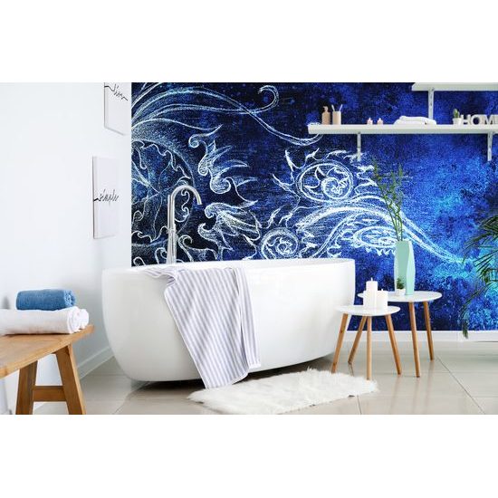 Samolepiaca tapeta zaujímavá kresba na modrom pozadí