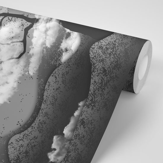 Samolepiaca tapeta čiernobiely strom v oblakoch