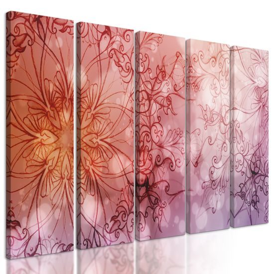 5-dielny obraz ružová Mandala v ružovom prevedení