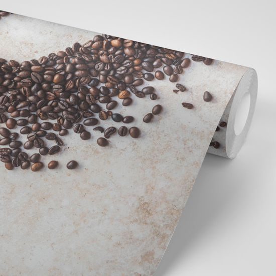 Samolepiaca fototapeta kávové zrná v tvare srdca