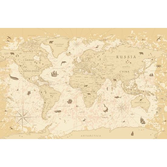 Obraz mapa sveta s historickým nádychom