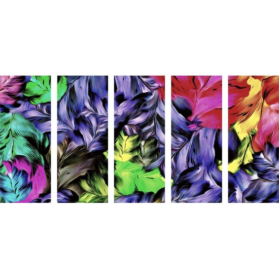 5-dielny obraz maľované pestrofarebné kvety