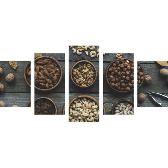 5-dielny obraz oriešky v miskách
