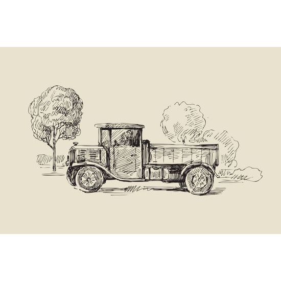 Obraz retro nákladné auto v umeleckom prevedení