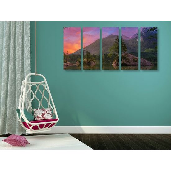5-dielyn obraz nádherná obloha nad horským jazerom