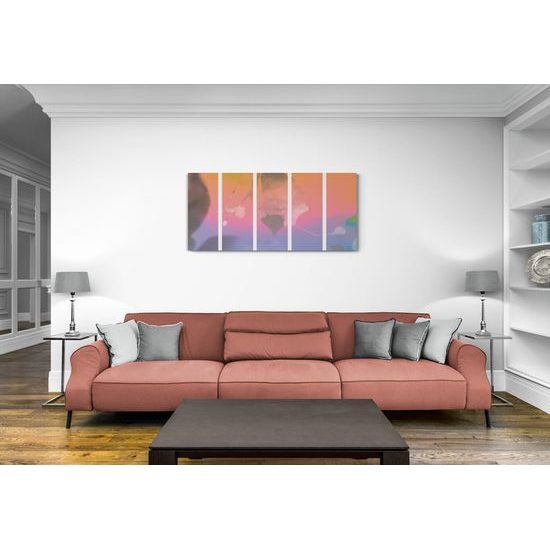 5-dielny obraz nádherný list v pastelových farbách