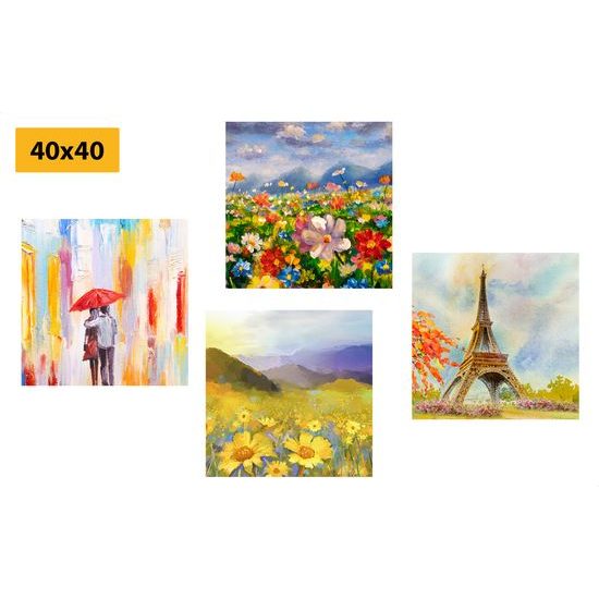 Set obrazov romantická prechádzka v umeleckom prevedení