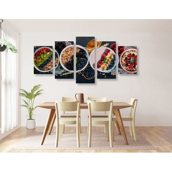 5-dielny obraz zdravé fitness raňajky