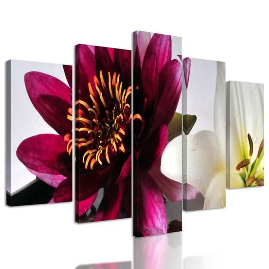5-dielny obraz kvety a sila Zen kameňov