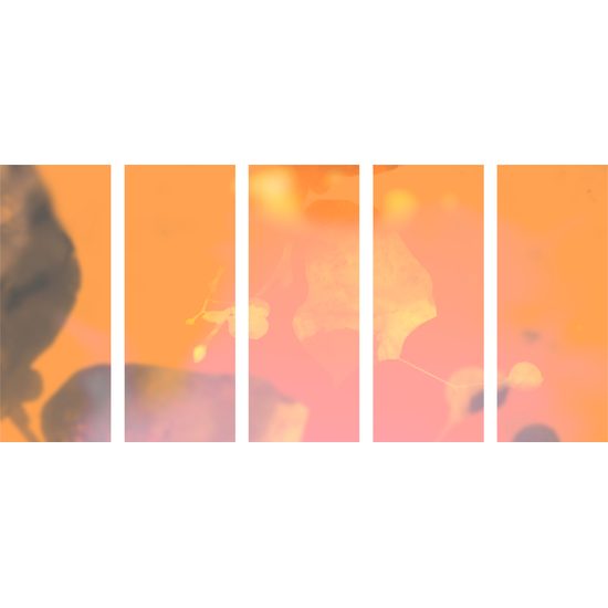 5-dielny obraz lipový list pri západe slnka