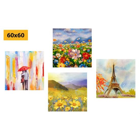 Set obrazov romantická prechádzka v umeleckom prevedení