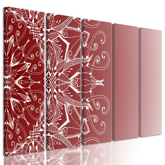 5-dielny obraz zaujímavá Mandala na bordovom pozadí