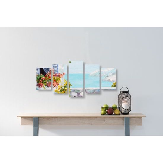 5-dielny obraz maľované Santoríni